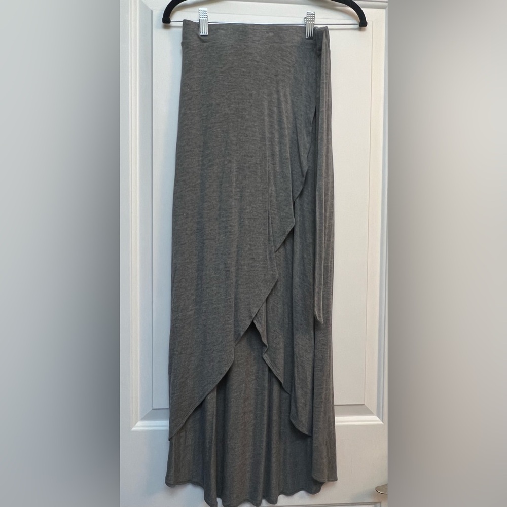 Long Gray Skirt with Tie